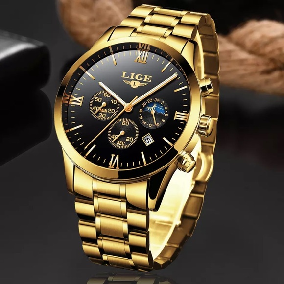 LIGE Men Watch Chronograph Sport Mens Watches - Picture 1 of 3